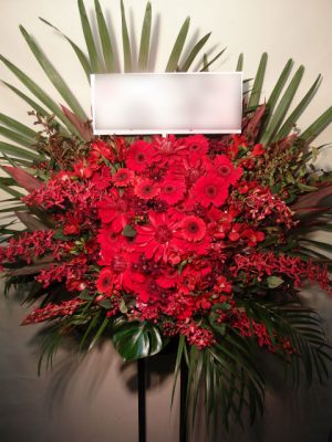 スタンド花を国際フォーラムにお届け。小川菜摘様宛です。